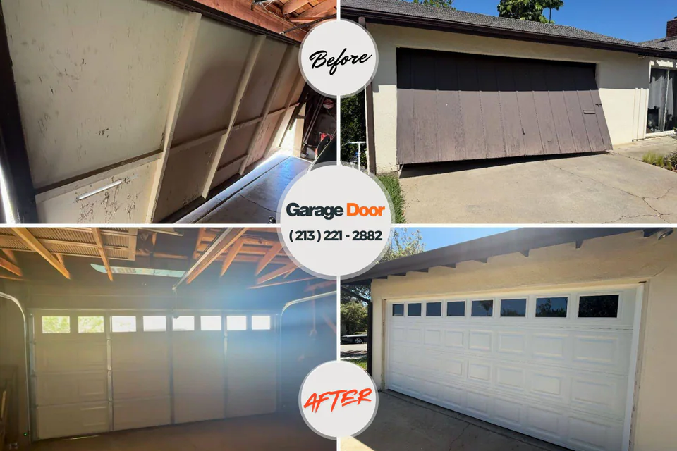 Before and after: garage door repair Stratford, OK